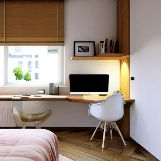 Дизайн интерьера спальни с рабочим уголком у окна: как разделить отдых и работу